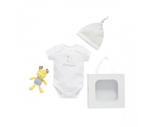 Personalised Bodysuit, hat and rattle set