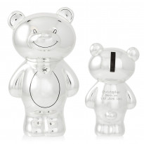 Personalised Silver Plated Bear Money Box